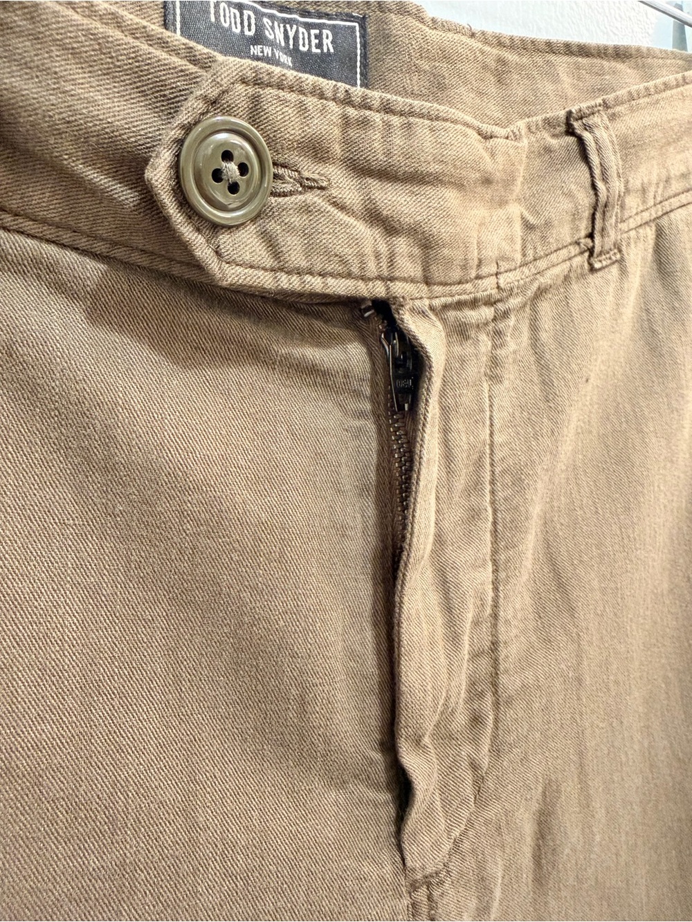 Todd Snyder Mens Cotton Linen 7" Officer Shorts Olive Brown Button Tab Size 28 - Picture 5 of 11
